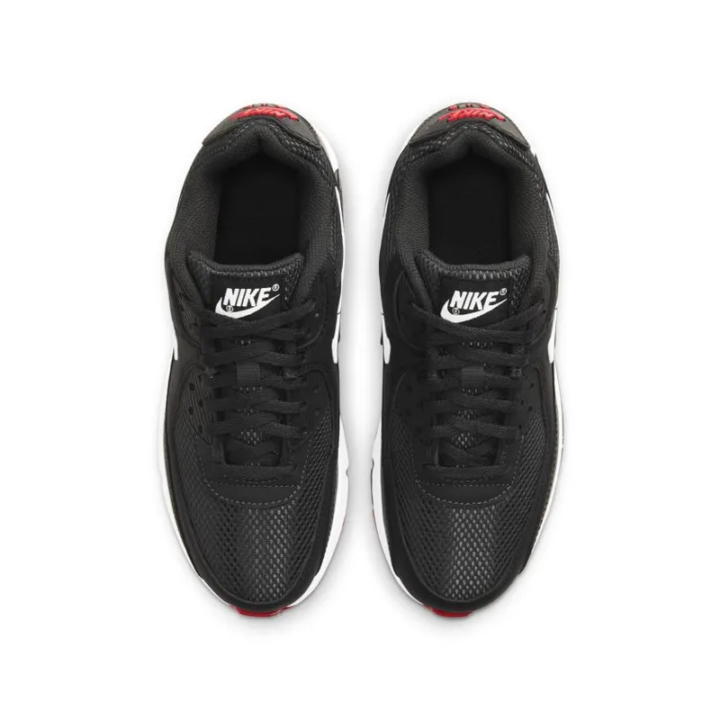 Nike Air Max 90 Dark Smoke Grey Black University Red White (GS) (DH4349-001)
