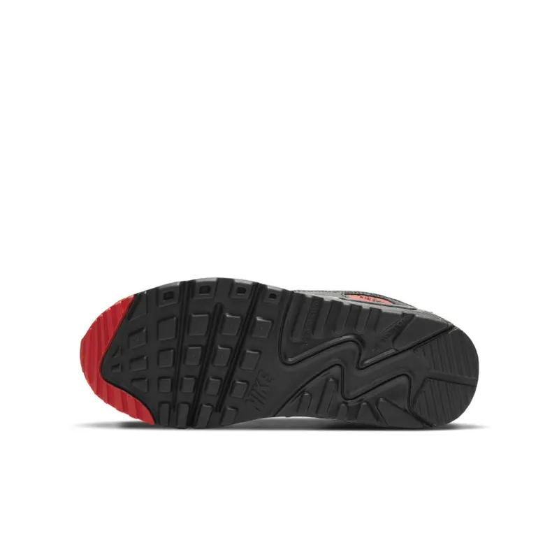 Nike Air Max 90 Dark Smoke Grey Black University Red White (GS) (DH4349-001)