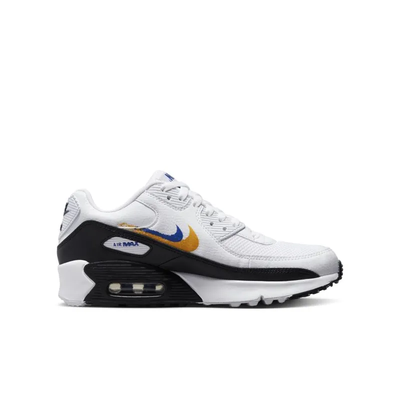 Nike Air Max 90 Double Swoosh White Black Gold Royal (GS) (FJ4592-100)