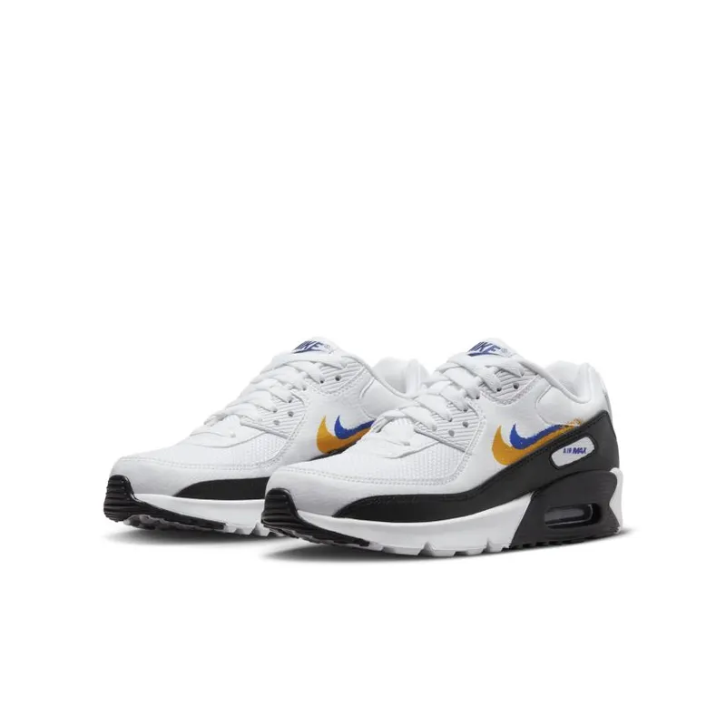 Nike Air Max 90 Double Swoosh White Black Gold Royal (GS) (FJ4592-100)