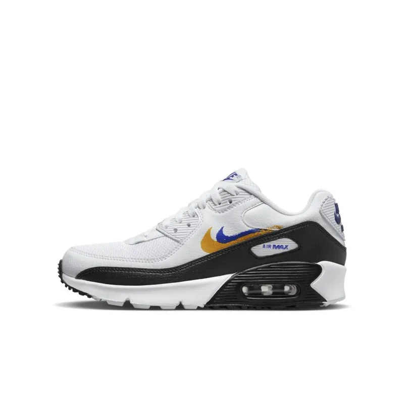 Nike Air Max 90 Double Swoosh White Black Gold Royal (GS) (FJ4592-100)