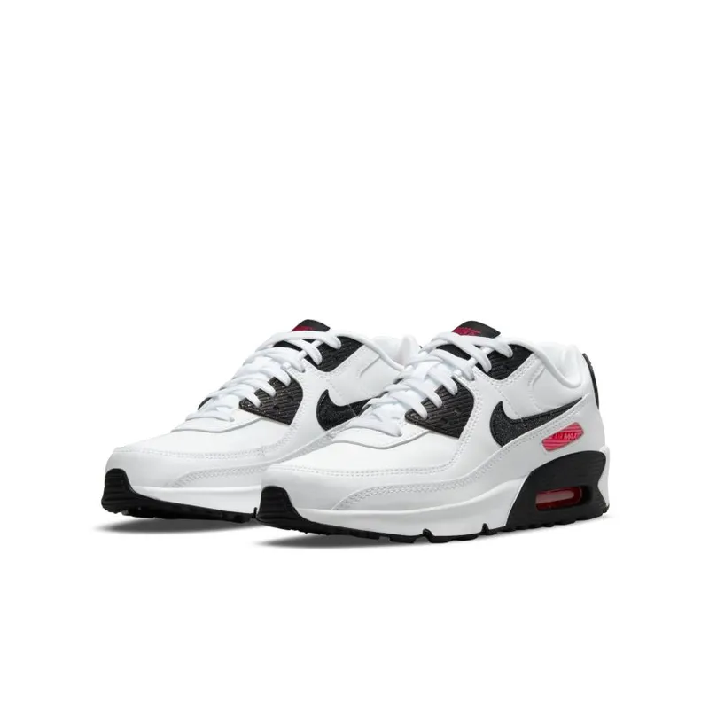 Nike Air Max 90 LTR White Black Red (GS) (DH2605-100)