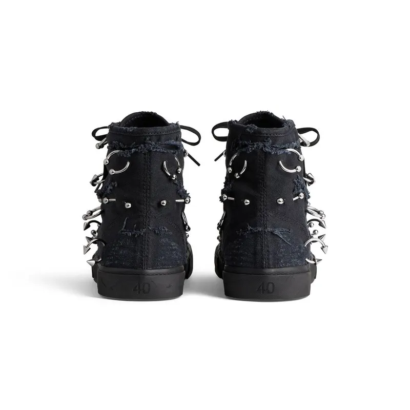 Balenciaga Paris High Top Sneaker With Piercings Black (688752W3RCQ1000)