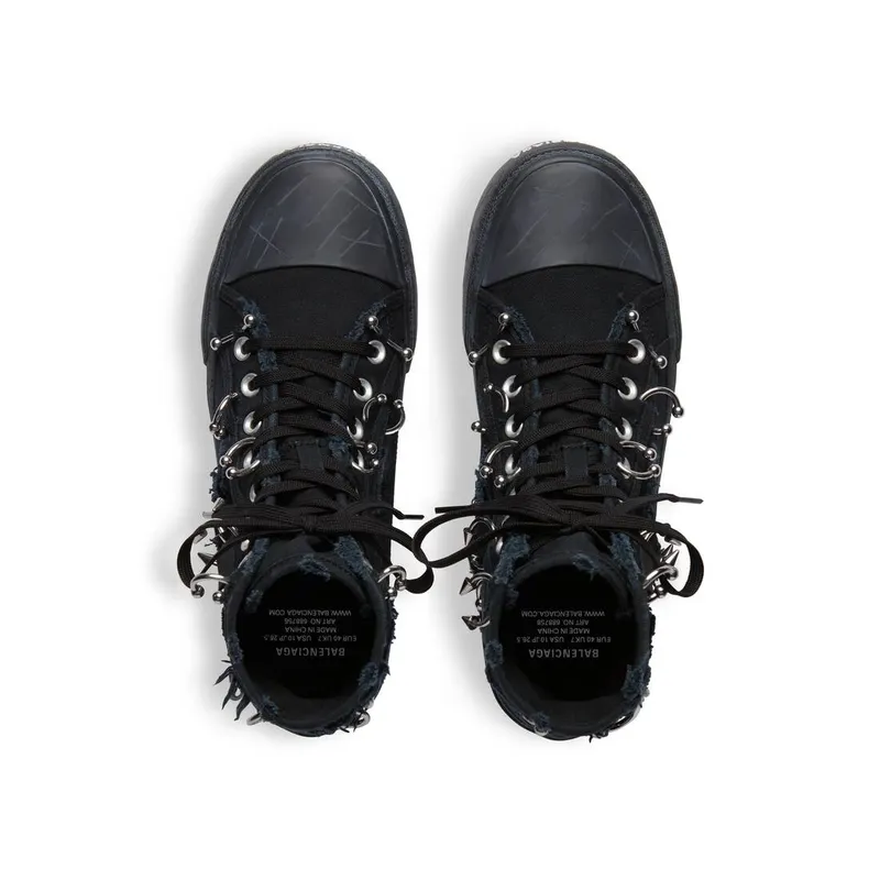 Balenciaga Paris High Top Sneaker With Piercings Black (688752W3RCQ1000)