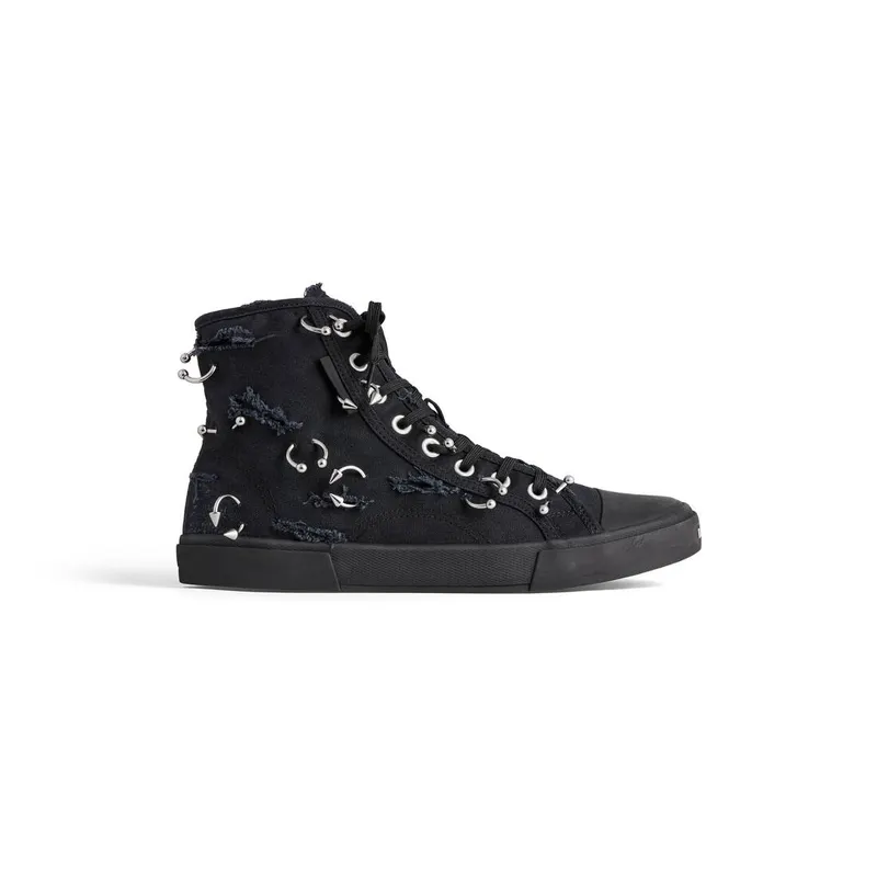 Balenciaga Paris High Top Sneaker With Piercings Black (688752W3RCQ1000)