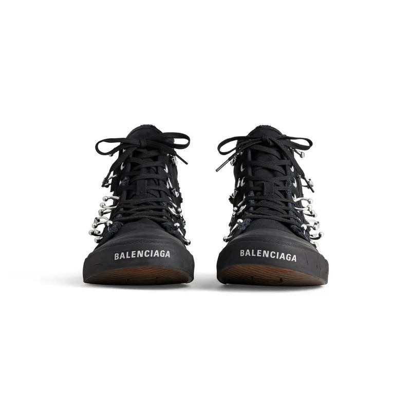 Balenciaga Paris High Top Sneaker With Piercings Black (688752W3RCQ1000)
