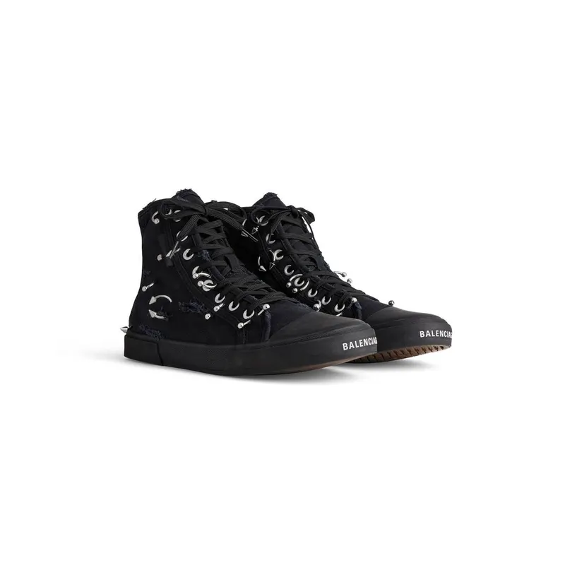 Balenciaga Paris High Top Sneaker With Piercings Black (688752W3RCQ1000)