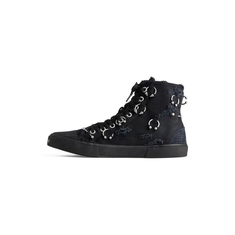 Balenciaga Paris High Top Sneaker With Piercings Black (688752W3RCQ1000)