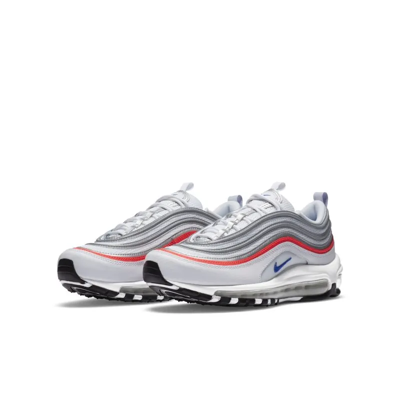 Nike Air Max 97 Metallic Silver Flash Crimson Racer Blue (Women’s) (CZ6087-101)