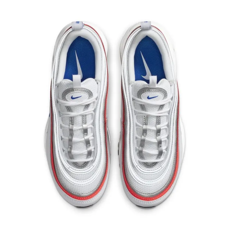 Nike Air Max 97 Metallic Silver Flash Crimson Racer Blue (Women’s) (CZ6087-101)