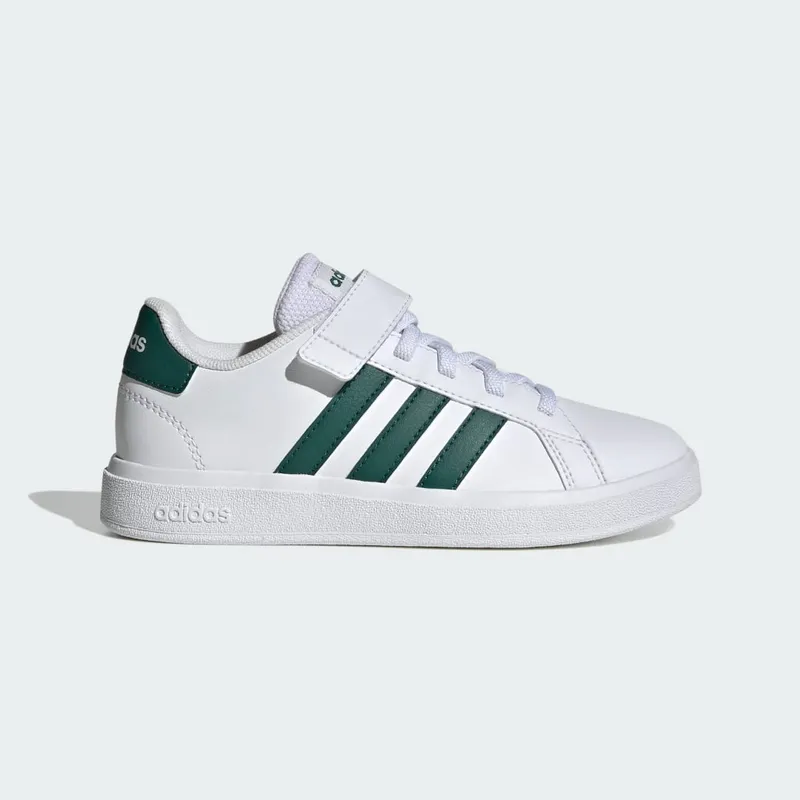 adidas Grand Court Court met Elastische Veters en Klittenband Cloud White / Collegiate Green / Cloud White (IG4842)