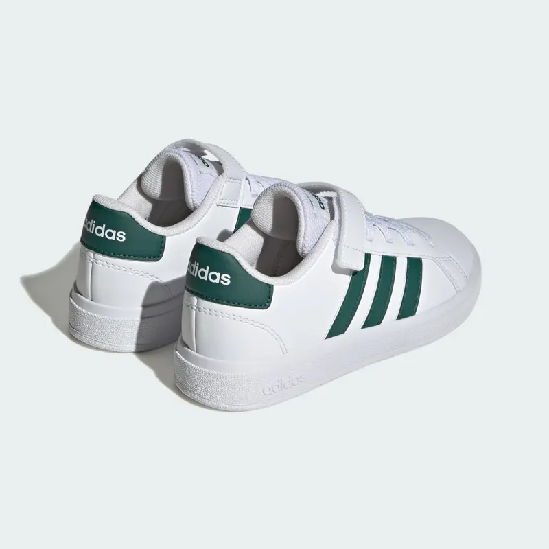 adidas Grand Court Court met Elastische Veters en Klittenband Cloud White / Collegiate Green / Cloud White (IG4842)