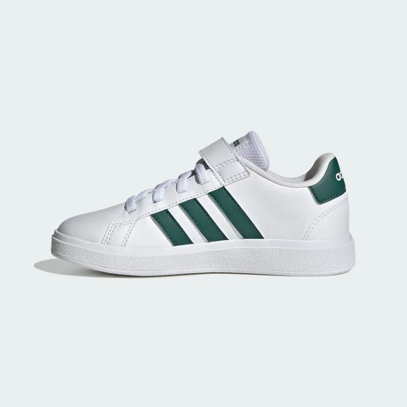 adidas Grand Court Court met Elastische Veters en Klittenband Cloud White / Collegiate Green / Cloud White (IG4842)