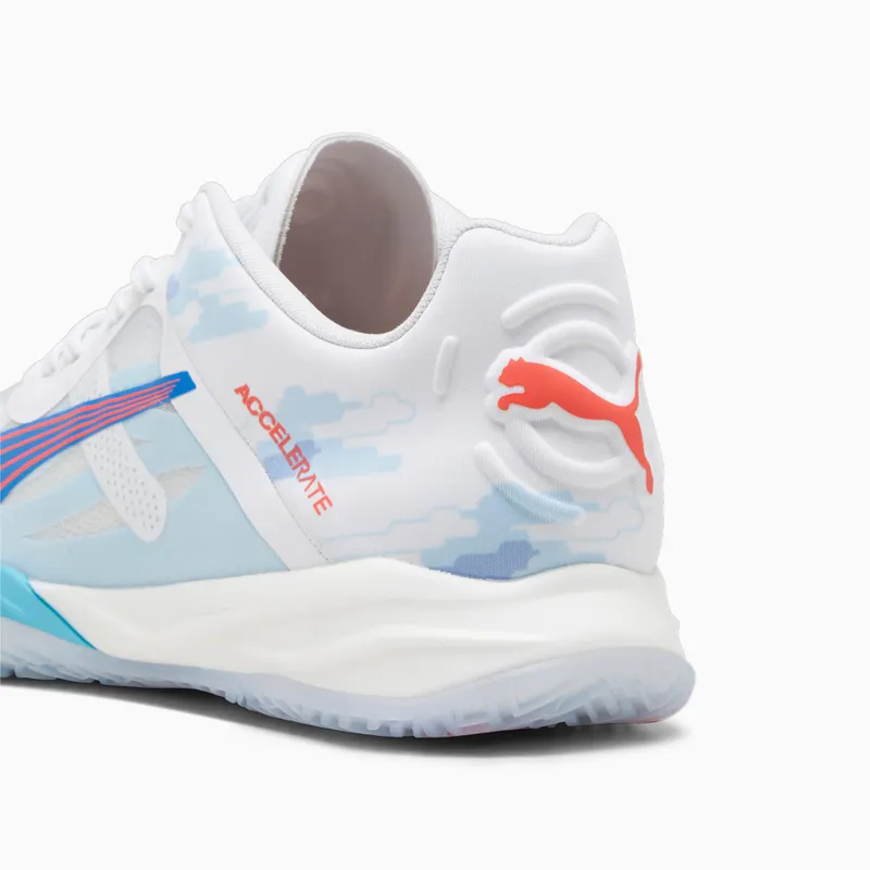 Puma Accelerate NITRO SQD Abalo zaalschoenen Wit/Blauw/Roze (107591-01)