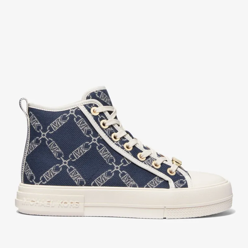 Michael Kors MK Evy Empire Logo Jacquard High-Top Trainers – Navy Multi (43F3EYFE1Y-0394)