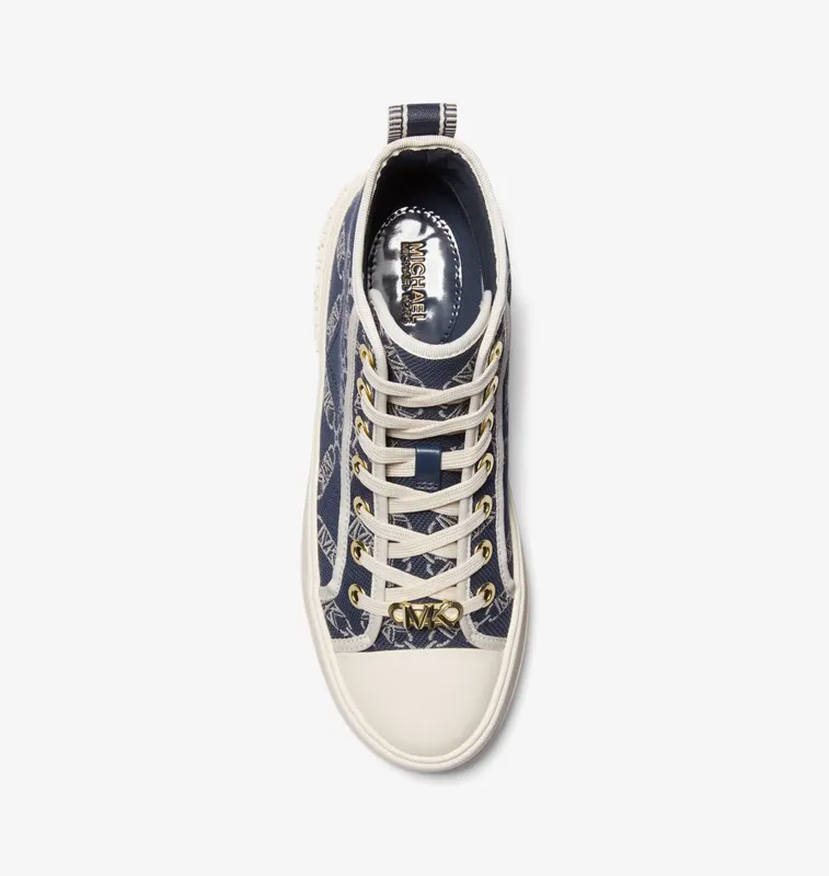 Michael Kors MK Evy Empire Logo Jacquard High-Top Trainers – Navy Multi (43F3EYFE1Y-0394)