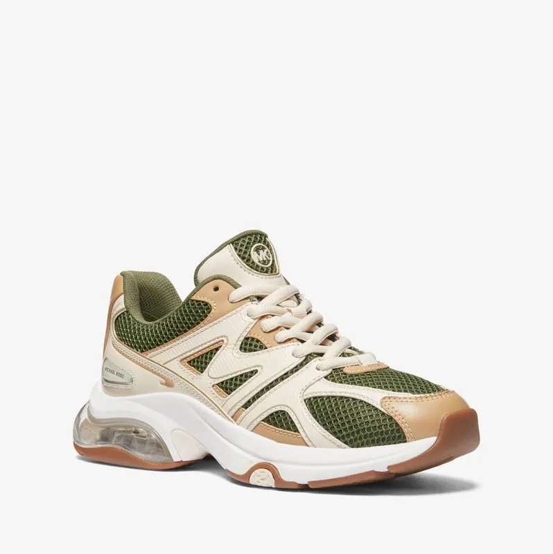 Michael Kors MK Kit Extreme Mesh and Leather Trainer – Amazon Green Multi (43F3KIFS4D-9978)