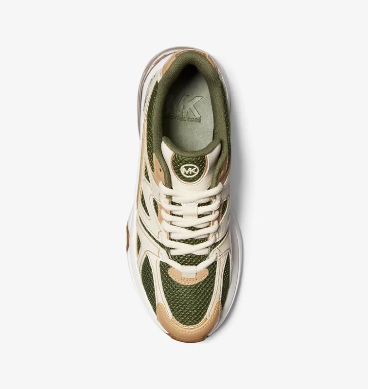 Michael Kors MK Kit Extreme Mesh and Leather Trainer – Amazon Green Multi (43F3KIFS4D-9978)