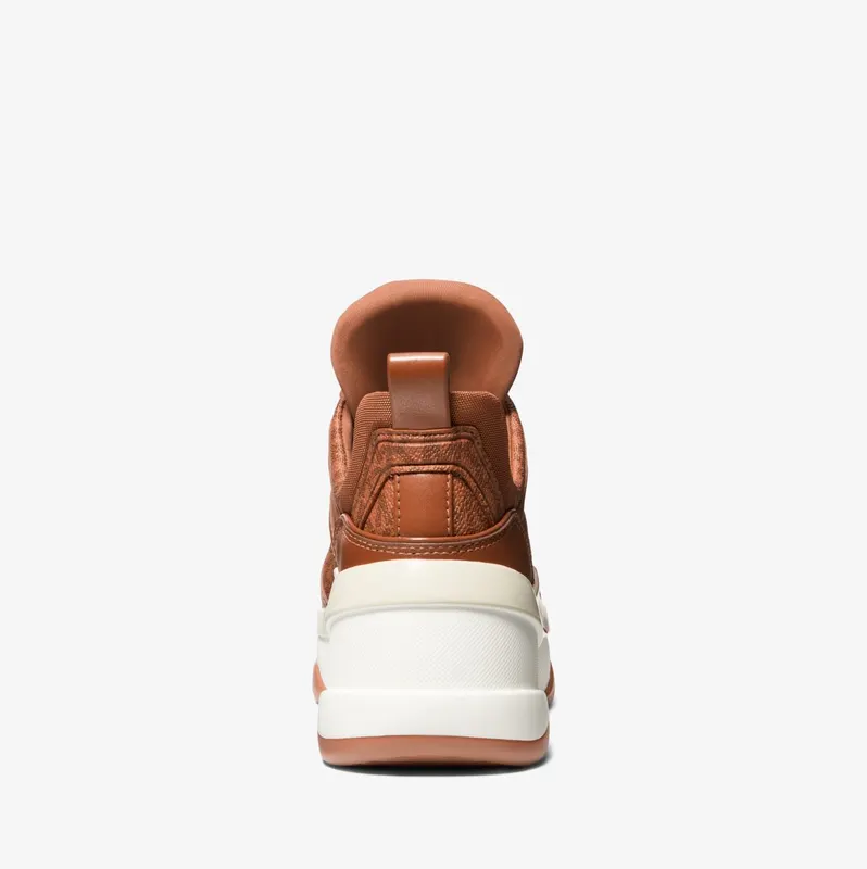 Michael Kors MK Olympia Logo and Leather Trainer – Luggage Brown (43F3OLFS1B-0230)
