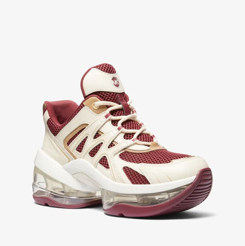 Michael Kors MK Olympia Sport Extreme Leather and Mesh Trainer – Mulberry Mlt (43F3OLFS4D-2006)