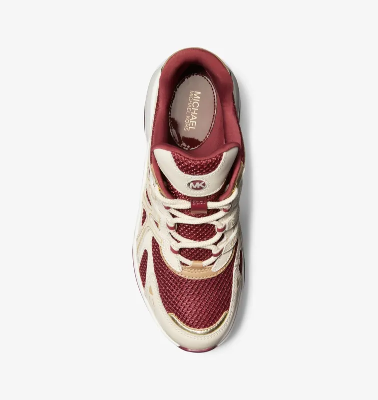 Michael Kors MK Olympia Sport Extreme Leather and Mesh Trainer – Mulberry Mlt (43F3OLFS4D-2006)