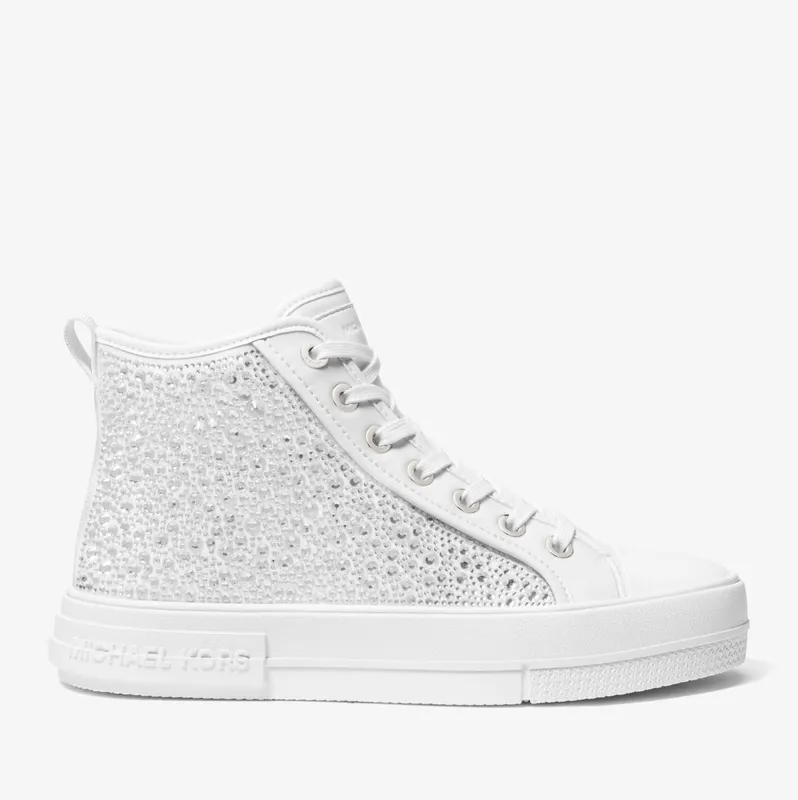 Michael Kors MK Evy Embellished Scuba High-Top Trainers – Optic White (43H3EYFE6D-1999)