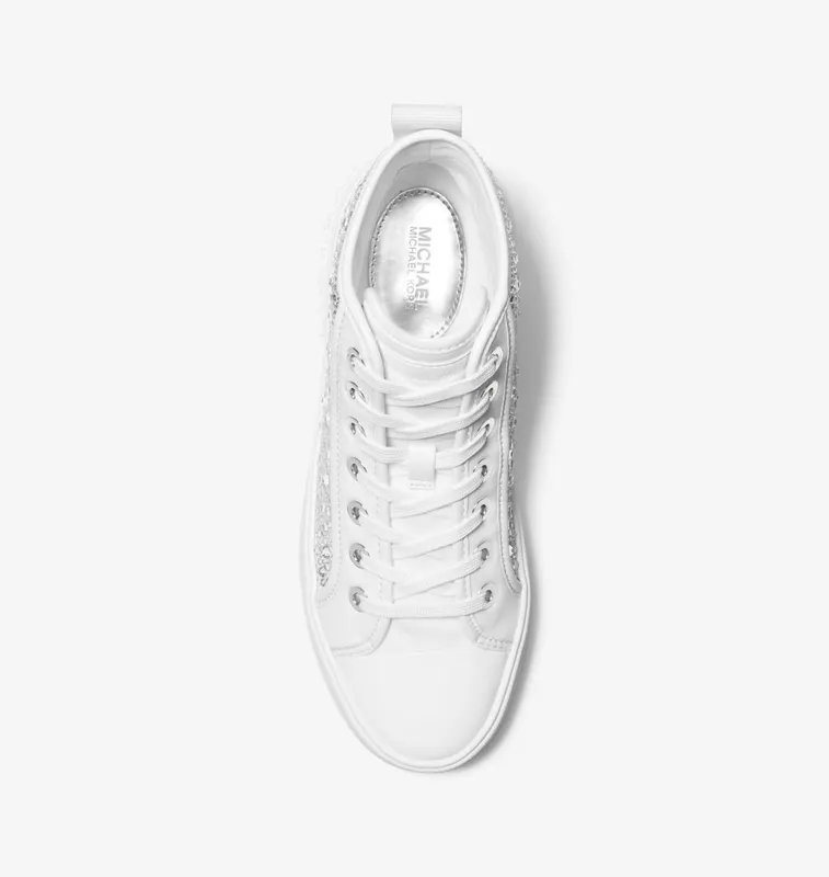 Michael Kors MK Evy Embellished Scuba High-Top Trainers – Optic White (43H3EYFE6D-1999)