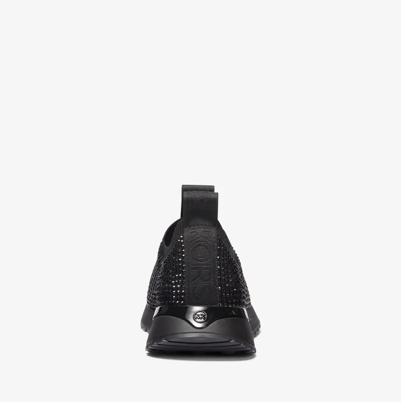 Michael Kors MK Bodie Embellished Stretch Knit Slip-On Trainer – Black/black (43R3BDFP2D-0799)