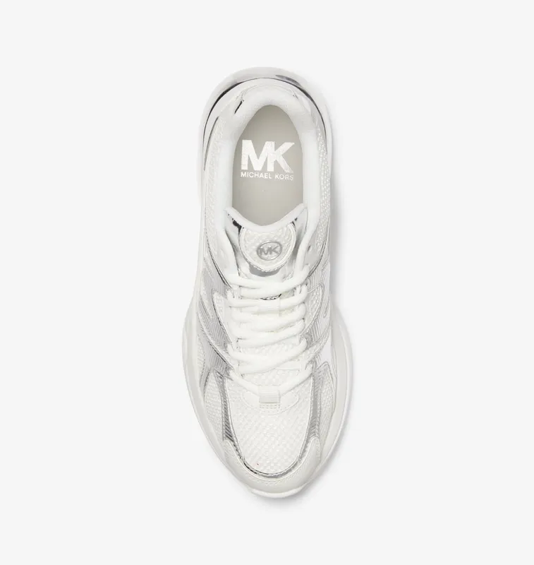 Michael Kors MK Kit Extreme Mesh and Metallic Trainer – Optic White/silver (43H3KIFS4D-1750)