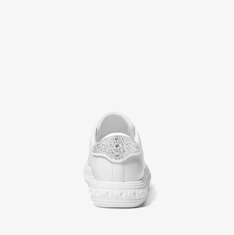 Michael Kors MK Grove Embellished Leather Trainers – Optic White (43H3GVFS2L-1999)