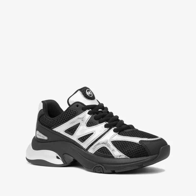 Michael Kors MK Kit Extreme Mesh and Metallic Trainer – Black/silver (43H3KIFS4D-0041)