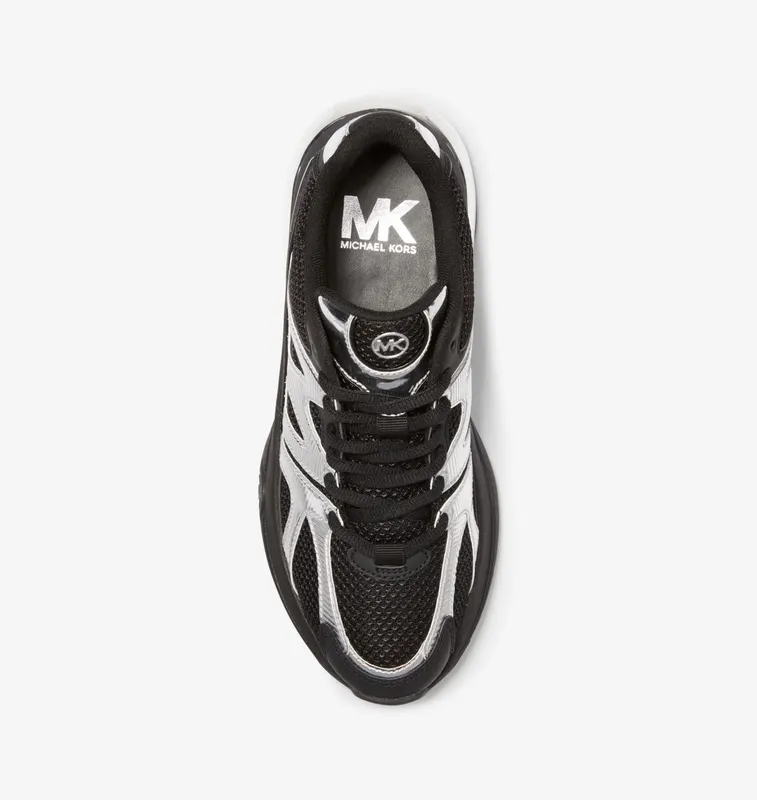 Michael Kors MK Kit Extreme Mesh and Metallic Trainer – Black/silver (43H3KIFS4D-0041)