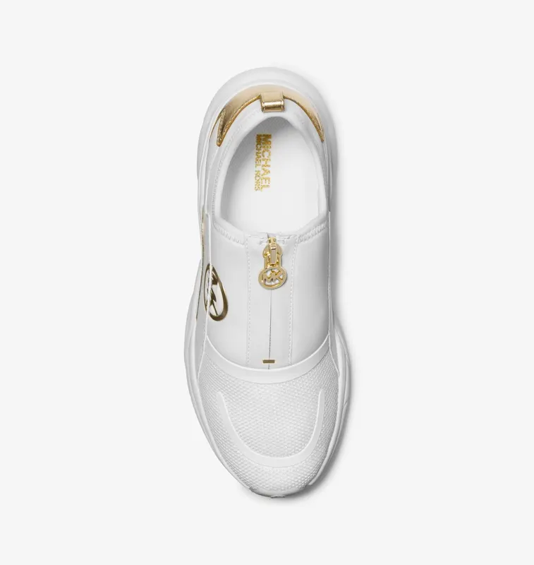 Michael Kors MK Sami Scuba and Mesh Zip-Up Trainer – Optic White (43H3SMFSAD-1999)