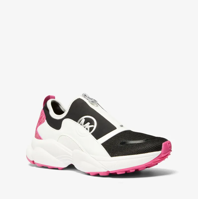 Michael Kors MK Sami Scuba and Mesh Zip-Up Trainer – Deep Fuchsia Multi (43H3SMFSFD-9634)
