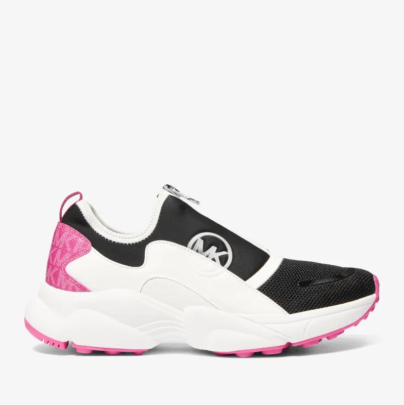 Michael Kors MK Sami Scuba and Mesh Zip-Up Trainer – Deep Fuchsia Multi (43H3SMFSFD-9634)