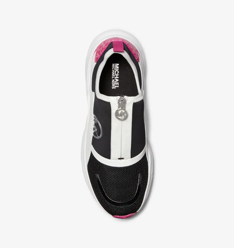 Michael Kors MK Sami Scuba and Mesh Zip-Up Trainer – Deep Fuchsia Multi (43H3SMFSFD-9634)