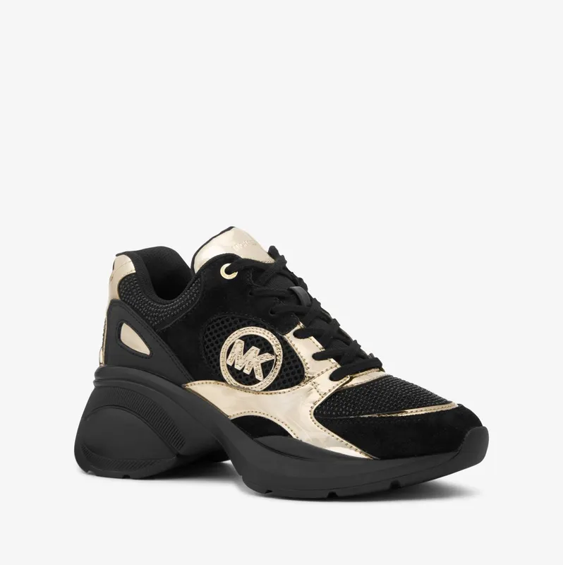 Michael Kors MK Zuma Mesh and Metallic Trainer – Pale Gold (43H3ZUFS1S-0705)