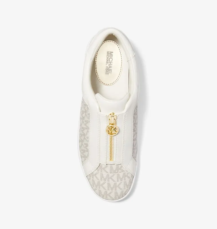 Michael Kors MK Keaton Signature Logo Zip-Up Trainers – Vanilla (43R4KTFP2B-0150)