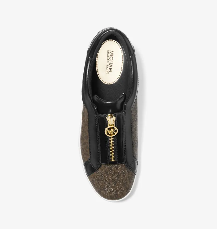 Michael Kors MK Keaton Signature Logo Zip-Up Trainers – Brown (43R4KTFP2B-0200)