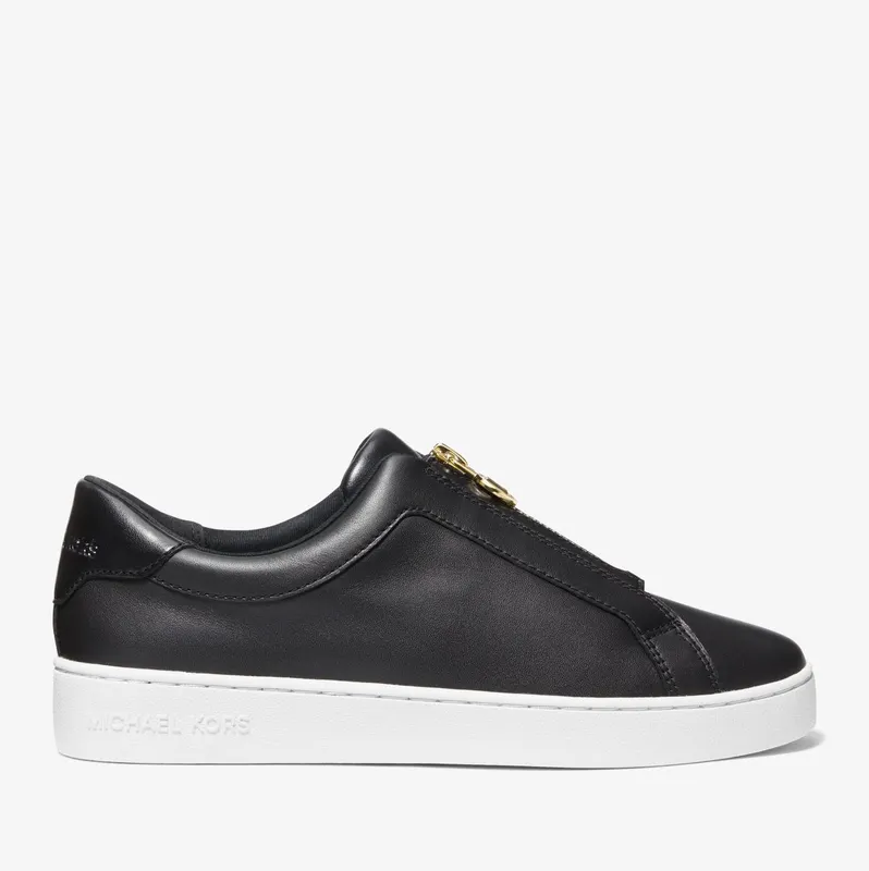 Michael Kors MK Keaton Leather Zip-Up Trainers – Black (43R4KTFP3L-0001)