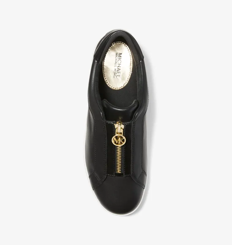 Michael Kors MK Keaton Leather Zip-Up Trainers – Black (43R4KTFP3L-0001)