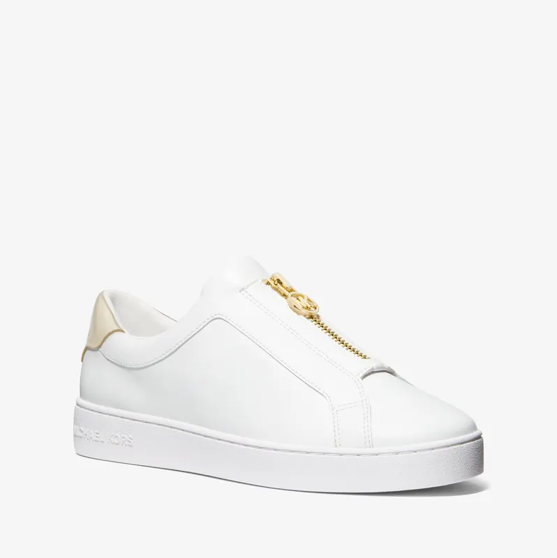 Michael Kors MK Keaton Leather Zip-Up Trainers – Pale Gold (43R4KTFP4L-0705)