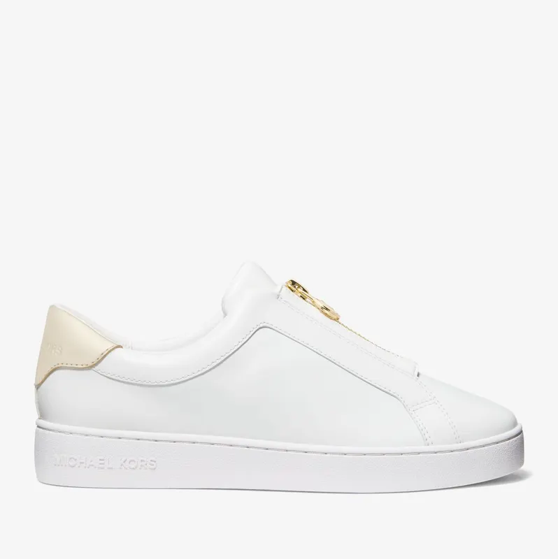 Michael Kors MK Keaton Leather Zip-Up Trainers – Pale Gold (43R4KTFP4L-0705)