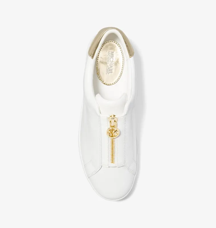 Michael Kors MK Keaton Leather Zip-Up Trainers – Pale Gold (43R4KTFP4L-0705)