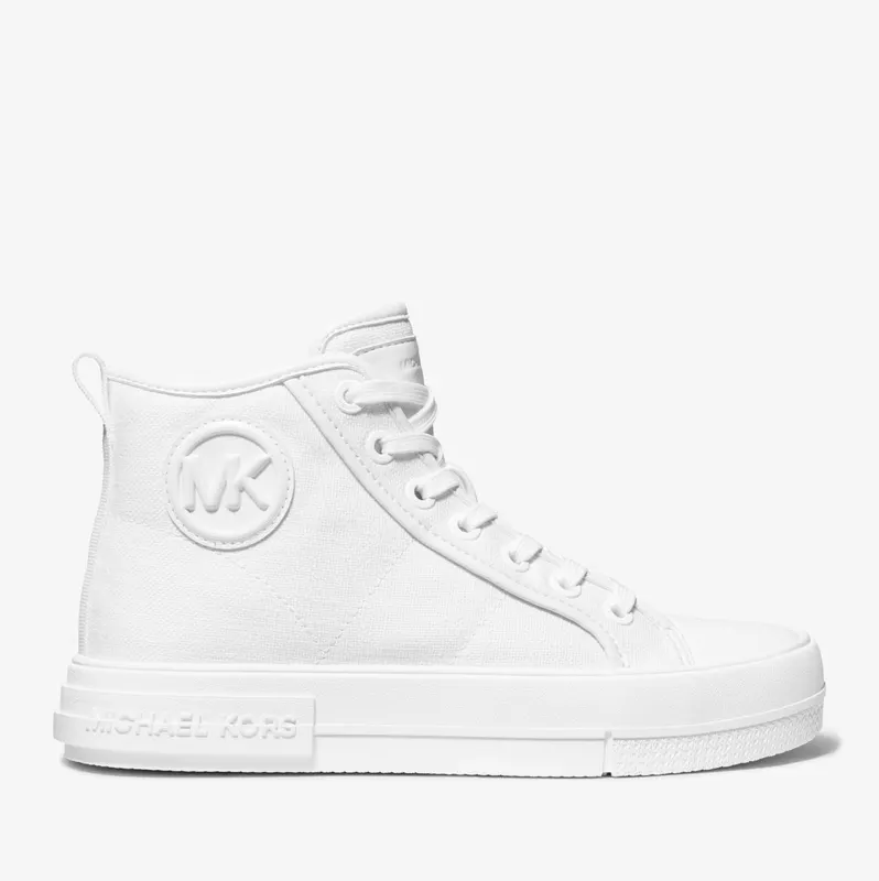 Michael Kors MK Evy Canvas High-Top Trainers – Optic White (43R4EYFS4D-1999)