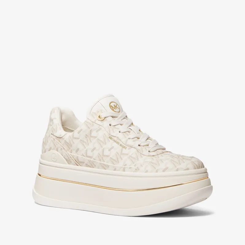 Michael Kors MK Hayes Empire Signature Logo Platform Trainers – Vanilla (43R4HYFS1B-0150)