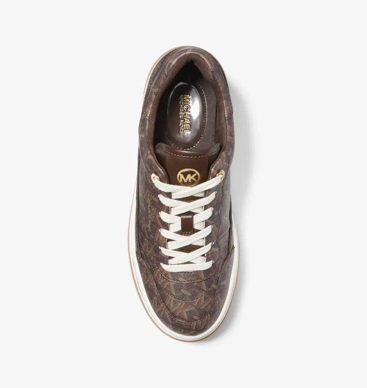 Michael Kors MK Hayes Empire Signature Logo Platform Trainers – Brown (43R4HYFS1B-0200)