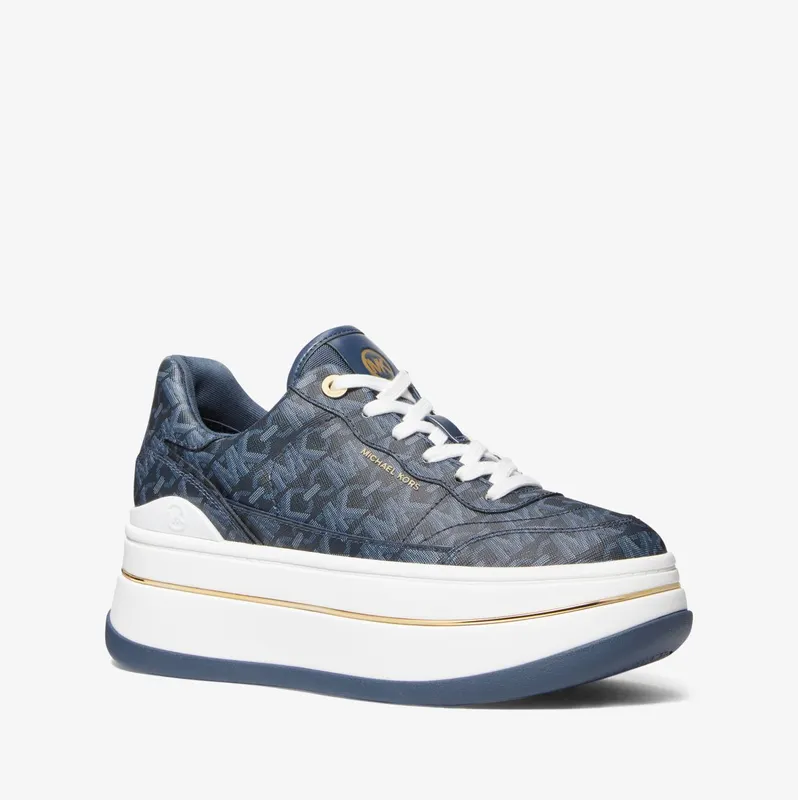 Michael Kors MK Hayes Empire Signature Logo Platform Trainers – Admiral (43R4HYFS1B-1587)