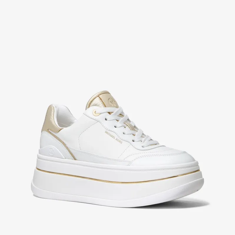 Michael Kors MK Hayes Leather Platform Trainers – Pale Gold (43R4HYFS2L-0705)