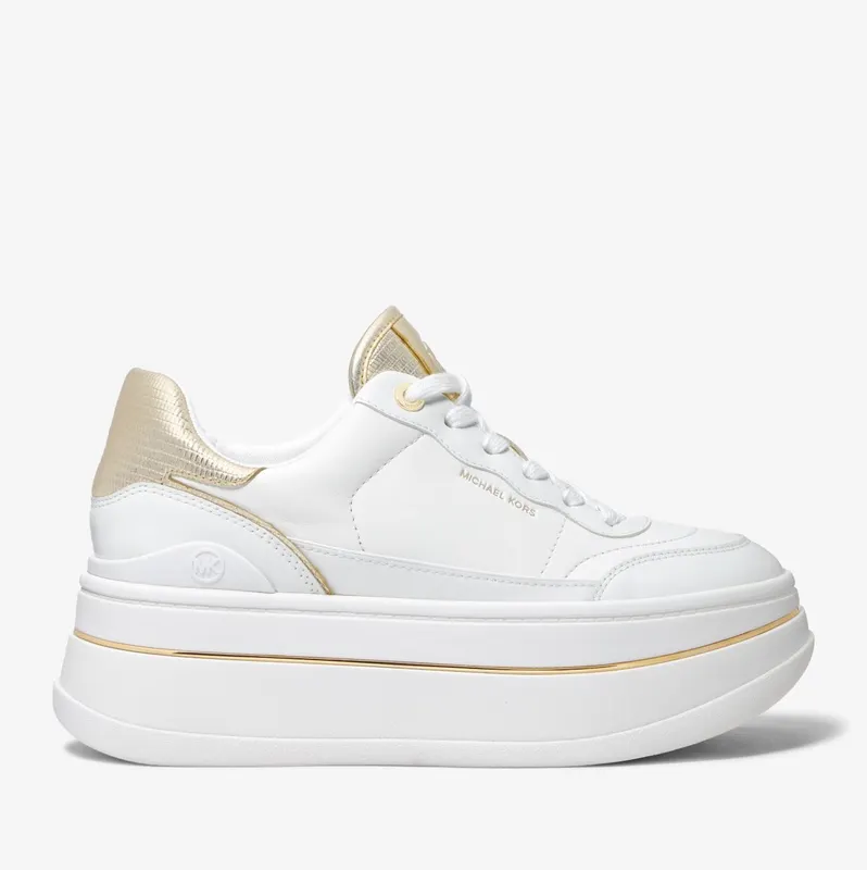 Michael Kors MK Hayes Leather Platform Trainers – Pale Gold (43R4HYFS2L-0705)